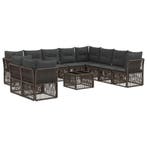 vidaXL Tuinbank Set 11 pcs Grijs poly rattan, Verzenden