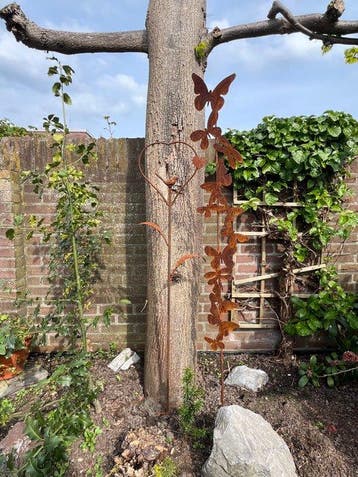 Sculptuuur voor buiten, Set Tuinstekers - Vlinders Libellen, Antiek en Kunst