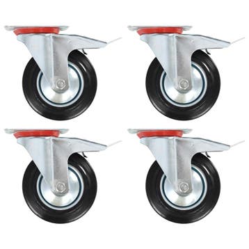vidaXL Zwenkwielen met dubbele remmen 4 st 160 mm, Verzenden