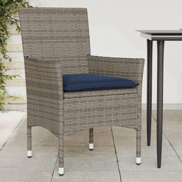 vidaXL Tuinstoelen 2 st met kussens poly rattan grijs, Verzenden