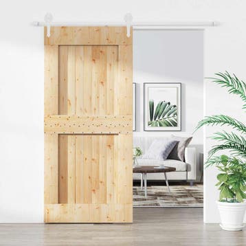 vidaXL Schuifdeur 95 x 210 cm Massief Pine Hout, Doe-het-zelf en Bouw, Verzenden, Nieuw
