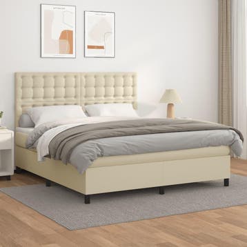 vidaXL Boxspring met matras kunstleer crèmekleurig 160x200, Verzenden, Nieuw