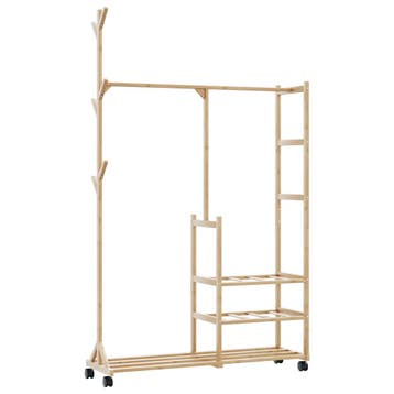 vidaXL Kledingrek met schappen en wielen 100x38x175,5 cm, Verzenden