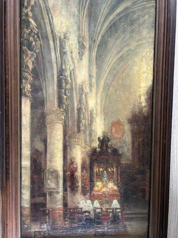 Ernest Charles louis Faut (1879-1961) - Kerk interieur