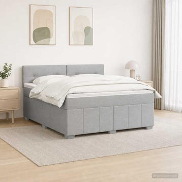 vidaXL Boxspringbed met matras Lichtgrijs 140 x 190 cm Stof, Verzenden, Nieuw
