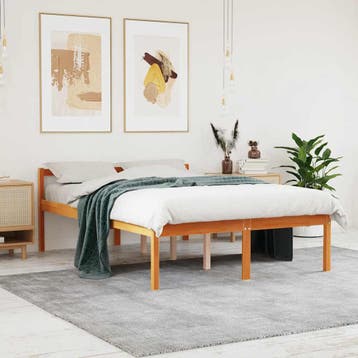 vidaXL Seniorenbed massief grenenhout wasbruin 140x190 cm, Verzenden