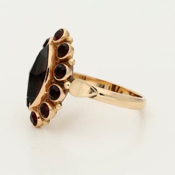 Ring - 14 karaat Geel goud - Granaat, Nieuw