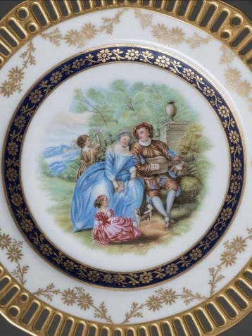 Wandbord (2) - Pair of Vintage Schumann Bavaria Reticulated, Antiek en Kunst