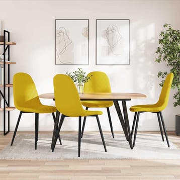 vidaXL Eetkamerstoelen 4 st fluweel mosterdgeel, Verzenden, Nieuw