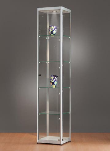*TIP*  Luxe vitrinekast aluminium 40 cm met LED-verlichting, Ophalen of Verzenden