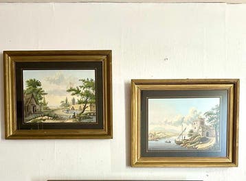 Hollandse School (XVIII-XIX) - Zomer- en rivierlandschap met, Antiek en Kunst