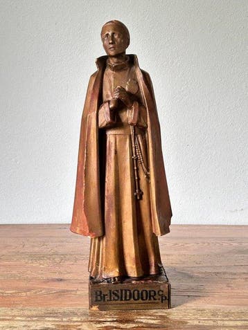 sculptuur, Broeder Isidoor - 38 cm - Gips - 1920, Antiek en Kunst