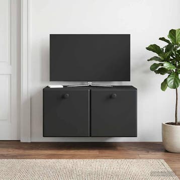 vidaXL Wandmontage TV-kast 59,5 x 31 x 30 cm Zwart Bewerkt, Huis en Inrichting, Kasten |Televisiemeubels, Verzenden, Nieuw