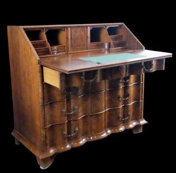 Secrétaire - Wortelnotenhout - Orgelgebogen bureau, Antiquités & Art