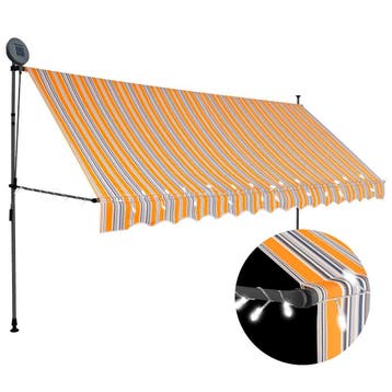 vidaXL Luifel handmatig uitschuifbaar met LED 350 cm geel en, Verzenden, Nieuw