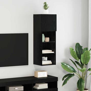 vidaXL Wand gemonteerd TV Kast 30,5 x 30 x 90 cm Zwart Eiken, Verzenden