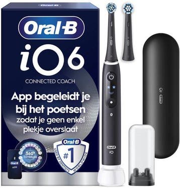 Oral-B iO 6N Black Elektrische Tandenborstel Zwart - 2 Op..., Verzenden