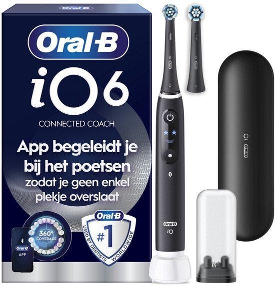 Oral-B iO 6N Black Elektrische Tandenborstel Zwart - 2 Op..., Bijoux, Sacs & Beauté, Beauté | Parfums, Envoi