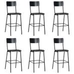 vidaXL Barstoelen 6 st massief multiplex staal zwart, Verzenden, Nieuw