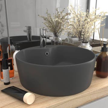 vidaXL Wastafel met overloop 36x13 cm keramiek mat, Doe-het-zelf en Bouw, Sanitair, Verzenden, Nieuw