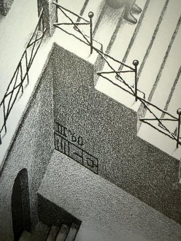 M.C. Escher - “ASCENDING AND DESCENDING”. Gesigneerd en