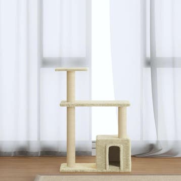 vidaXL Kattenkrabpaal met sisal krabpalen 70 cm crèmekleurig, Verzenden, Nieuw