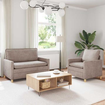 vidaXL bank / zetelstel 2 st Beige Polyester, Verzenden, Nieuw