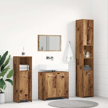 vidaXL 4-delige Badkamermeubelset bewerkt hout oud, Verzenden