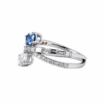 Statement ring - 14 karaat Witgoud - 1.71ct. tw. Saffier -