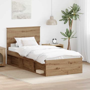 vidaXL Bedframe Ambachtelijk Eiken 90 x 200 cm Massief, Verzenden