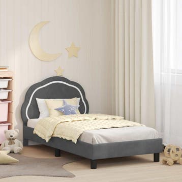 vidaXL Kinderen bedframe met hoofdboard Donkergrijs 80 x 160, Huis en Inrichting, Slaapkamer | Bedden, Verzenden, Nieuw