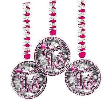 Sweet 16 Hangdecoratie 70cm 3st, Verzenden, Nieuw