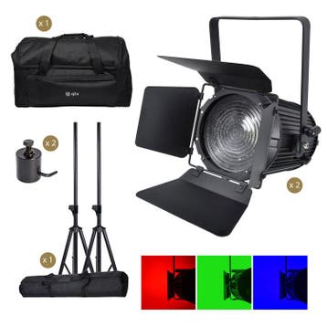 Podiumset 2x 160W Mini Fresnel Zoom RGBW LED Podiumlamp Met, Nieuw