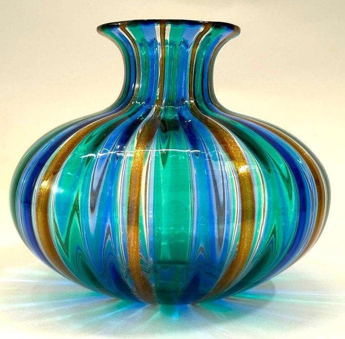 Murano Vaso - Mid-Century Modern - 17,5 x 21 cm - Vaas -, Antiek en Kunst, Antiek | Glaswerk en Kristal