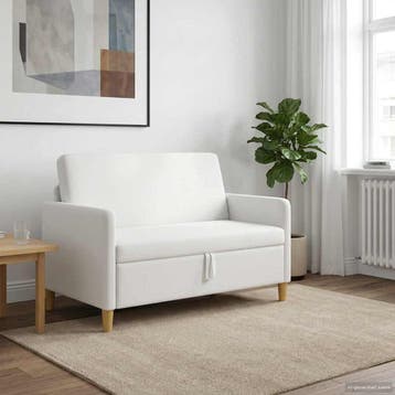 vidaXL Sofa met Opbergruimte Wit 122 x 78 x 87 cm Polyester, Verzenden