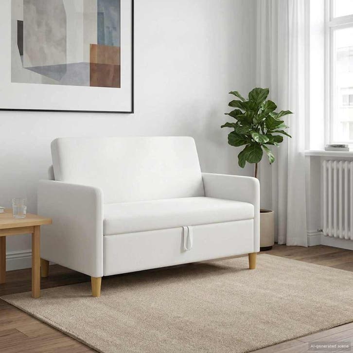 vidaXL Sofa met Opbergruimte Wit 122 x 78 x 87 cm Polyester, Maison & Meubles, Canapés | Salons, Envoi