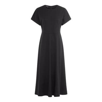 Marc Aurel • lange, zwarte jersey jurk • 36, Verzenden