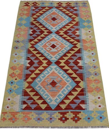 Handgeweven Designer Kelim – Afghan Design - Kelim - 126 cm, Huis en Inrichting, Nieuw