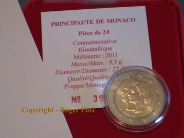 2 Euro 2011 Monaco Hochzeit Albert en Charlene im Etui mi..., Postzegels en Munten, Munten | Europa | Euromunten, Verzenden, België
