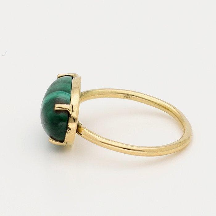 Ring - 18 karaat Geel goud - Malachiet, Bijoux, Sacs & Beauté, Bagues