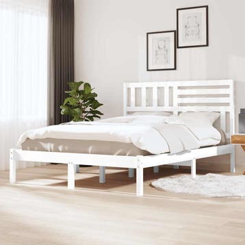vidaXL Bedframe massief grenenhout wit 160x200 cm, Verzenden