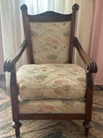 Fauteuil - Walnoot - Antieke fauteuil voor bij de haard -