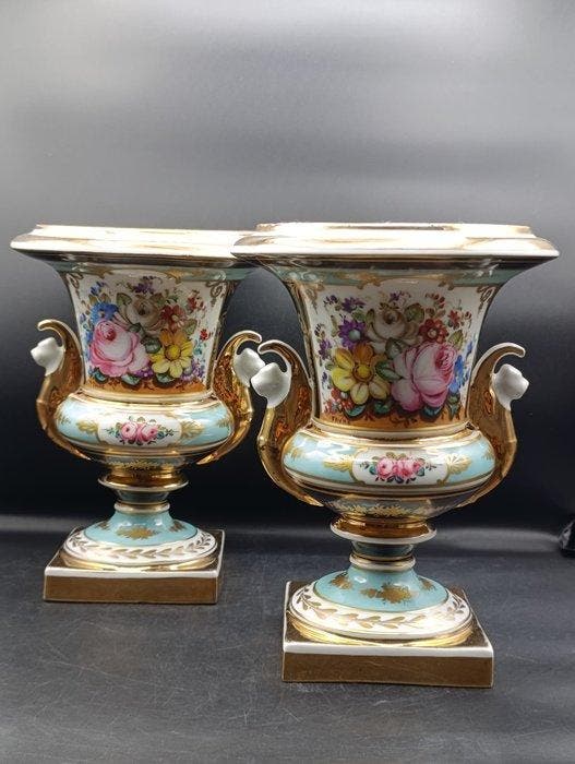 Favre - Vase à double anse (2) - Médicis - Porcelaine -, Antiquités & Art, Antiquités | Verre & Cristal