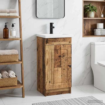 vidaXL Badkamer Vanity met Wastafel Oud hout 42 x 40 x 84,5, Verzenden, Nieuw