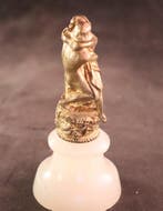 Antieke verguld beeldje - sculptuur, Vrijend paartje - 11 cm