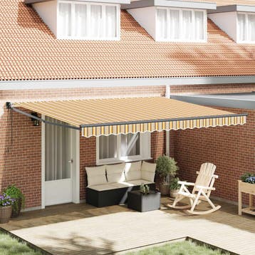 vidaXL Uitschuifbare luifel Meerkleurig 450 × 300 cm, Tuin en Terras, Zonneschermen, Verzenden, Nieuw