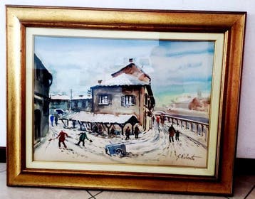 Giuseppe Ruberto (1946-2017) - Vecchia Milano - Nevicata, Antiek en Kunst, Kunst | Schilderijen | Klassiek