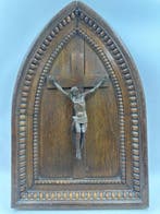 Crucifix - Hout - 1850-1900 - oud houten kruisbeeld, Antiek en Kunst