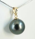 Hanger - 18 karaat Geel goud Parel - Indigo Green, 12,18 mm