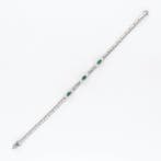 Armband - 14 karaat Witgoud Smaragd - Diamant, Nieuw
